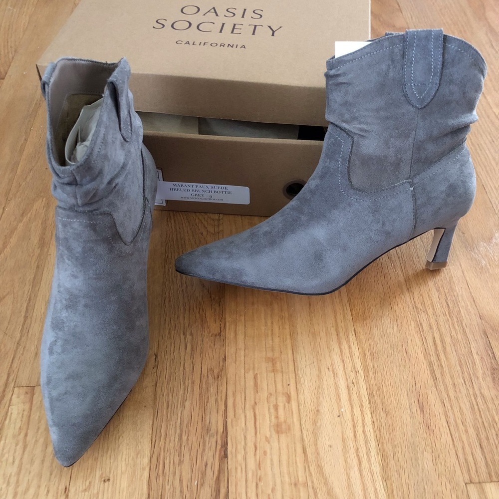 Faux suede booties